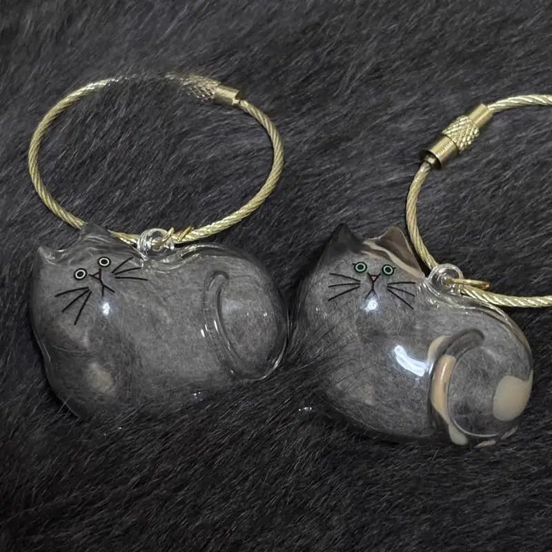 🐾 “Always By My Side” – Memorial Cat Hair Keepsake Keychain 🐱