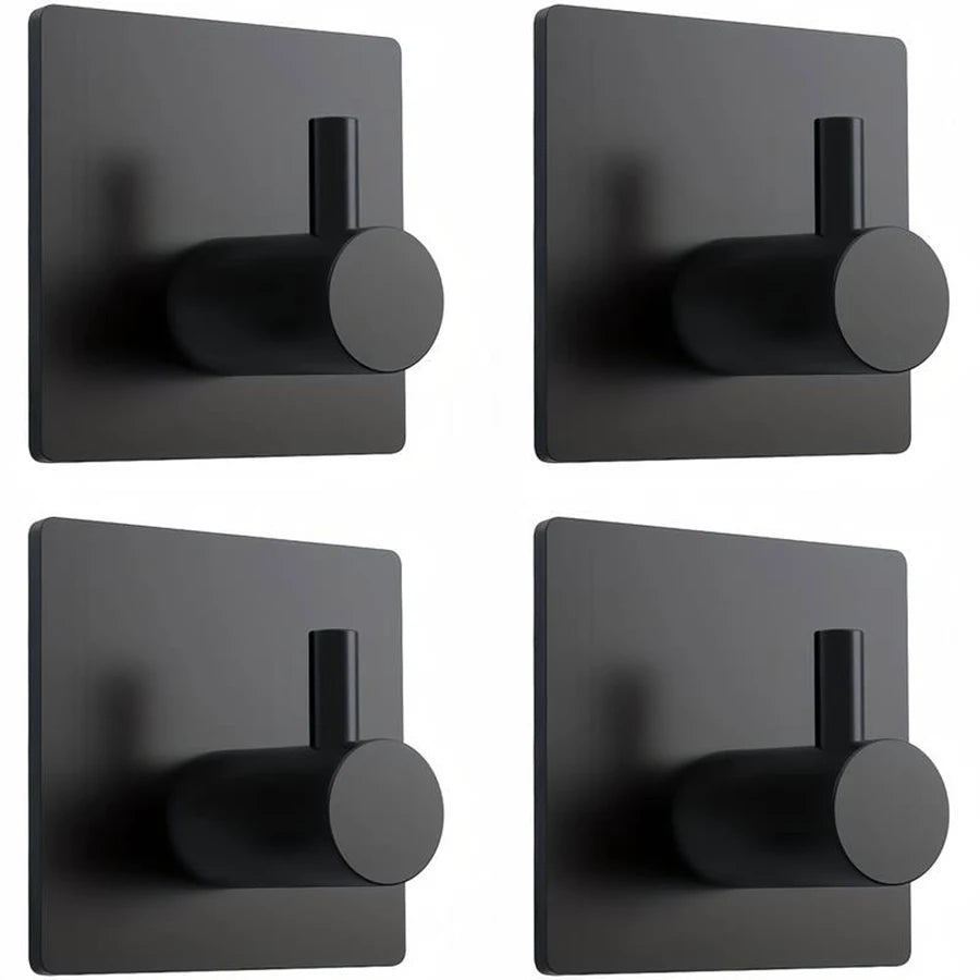 Premium Adhesive Hooks – Minimalist Stainless Steel Design for Home & Bathroom