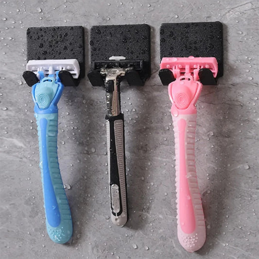 Minimalist Shaver Holder Set – Adhesive Wall Hooks for Bathroom & Shower
