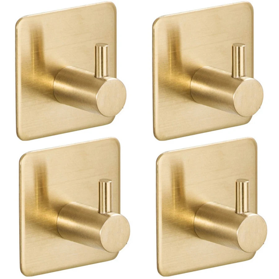 Premium Adhesive Hooks – Minimalist Stainless Steel Design for Home & Bathroom