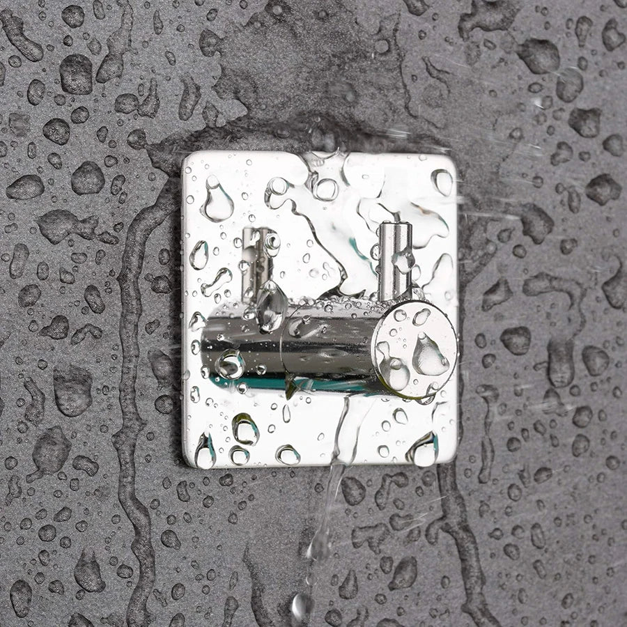 Premium Adhesive Hooks – Minimalist Stainless Steel Design for Home & Bathroom