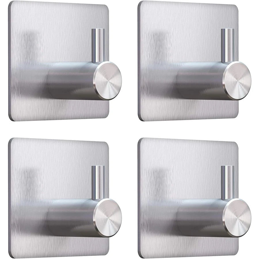 Premium Adhesive Hooks – Minimalist Stainless Steel Design for Home & Bathroom