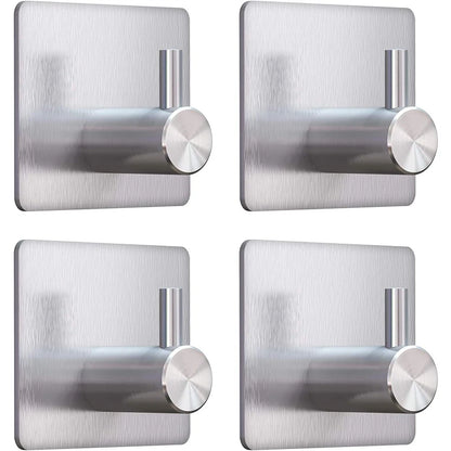 Premium Adhesive Hooks – Minimalist Stainless Steel Design for Home & Bathroom