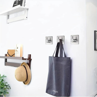 Premium Adhesive Hooks – Minimalist Stainless Steel Design for Home & Bathroom