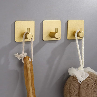 Premium Adhesive Hooks – Minimalist Stainless Steel Design for Home & Bathroom