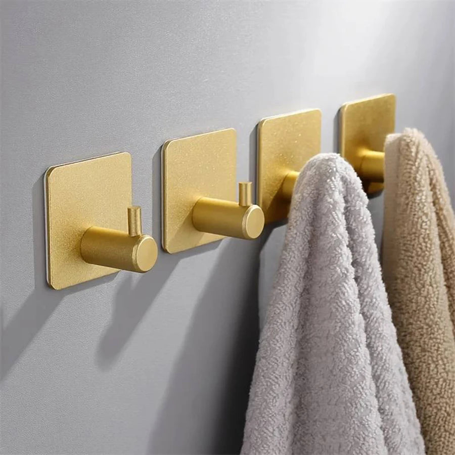 Premium Adhesive Hooks – Minimalist Stainless Steel Design for Home & Bathroom